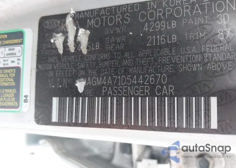 2013 Kia Optima Lx z USA, uszkodzony, nr VIN KNAGM4A71D5442670